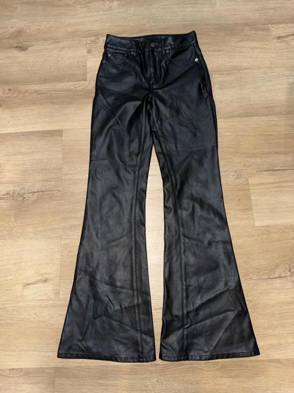 American Eagle Outfitters Black Faux Leather Flared Pants